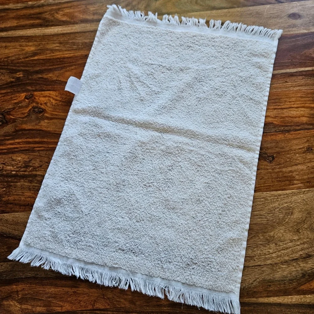 Vintage 90s Cannon Hand Towel Harvest Pear Acorn Wheat Fringe Cream Made in USA